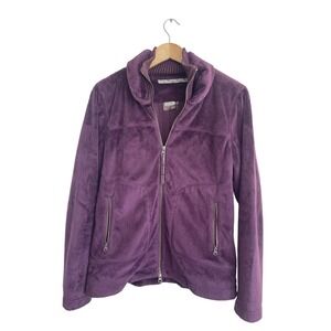 Athleta Women's Medium Fuzzy Purple Full‎ Zip Up Sweater Jacket 45284